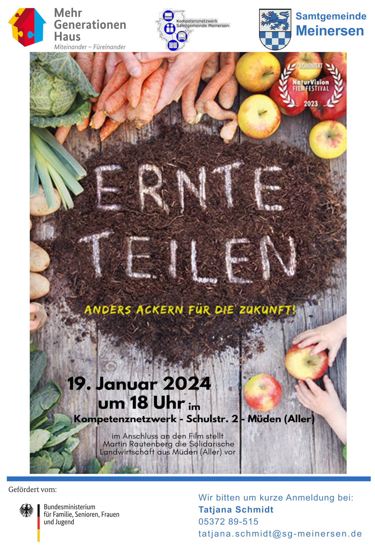 Veranstaltung am 19.1.2024 18 Uhr in Schulstr.2 Müden(Aller): Ernte teilen